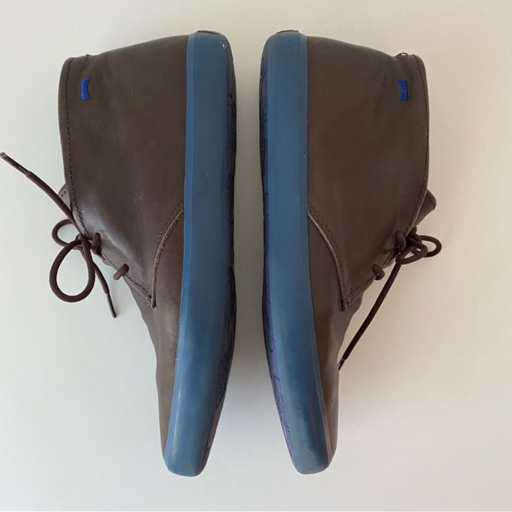 Camper Lace-up Chukka Boots in Brown Leather with Blue Soles, Size US 11, EUC - Picture 9 of 12